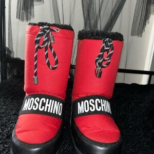 Moschino Red and Black Snow Boots